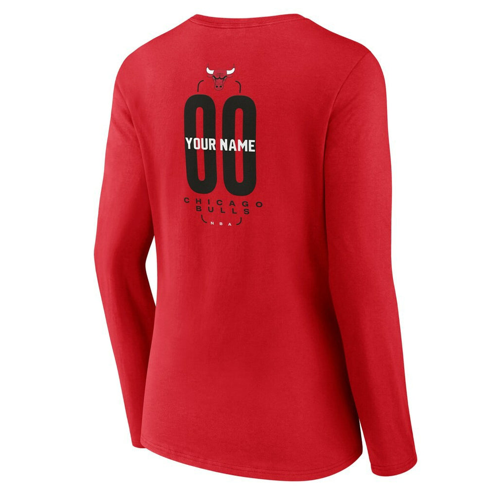 Red Chicago Bulls Women's Center Court Name & Number Custom Long Sleeve V-Neck T-Shirt sale | NBA