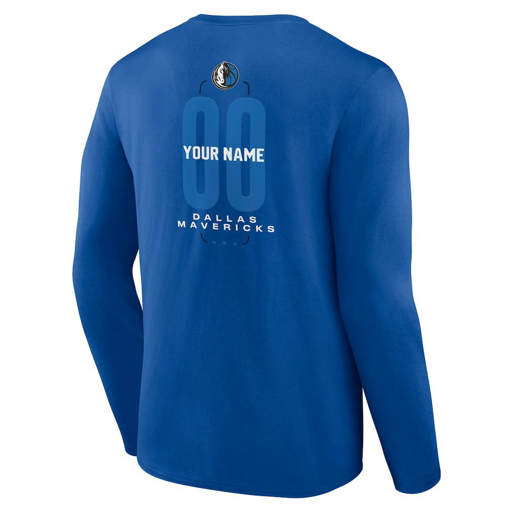 Blue Dallas Mavericks Center Court Name & Number Custom Long Sleeve T-Shirt sale | NBA