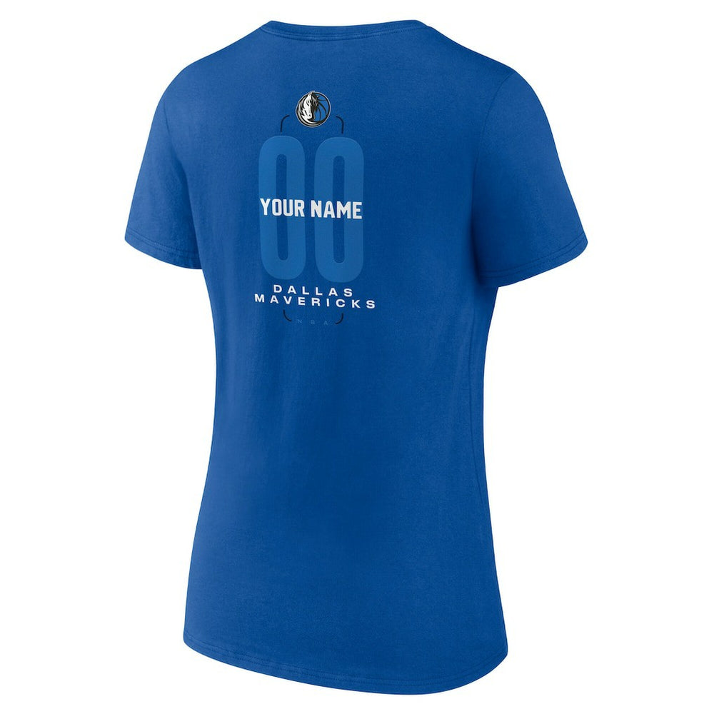 Blue Dallas Mavericks Women's Center Court Name & Number Custom V-Neck T-Shirt sale | NBA