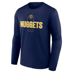 Navy Denver Nuggets Center Court Name & Number Custom Long Sleeve T-Shirt sale | NBA