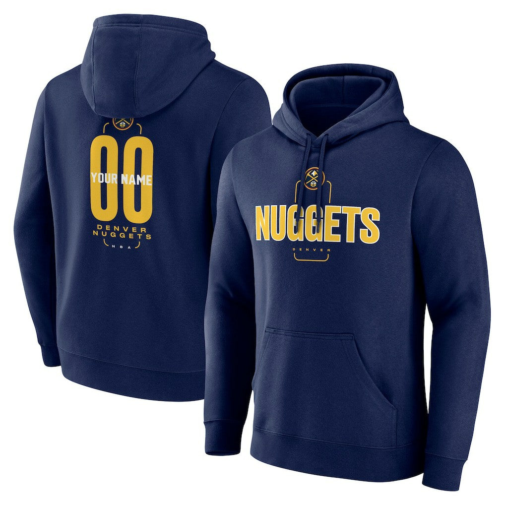 Navy Denver Nuggets Center Court Name & Number Custom Hoodie sale | NBA