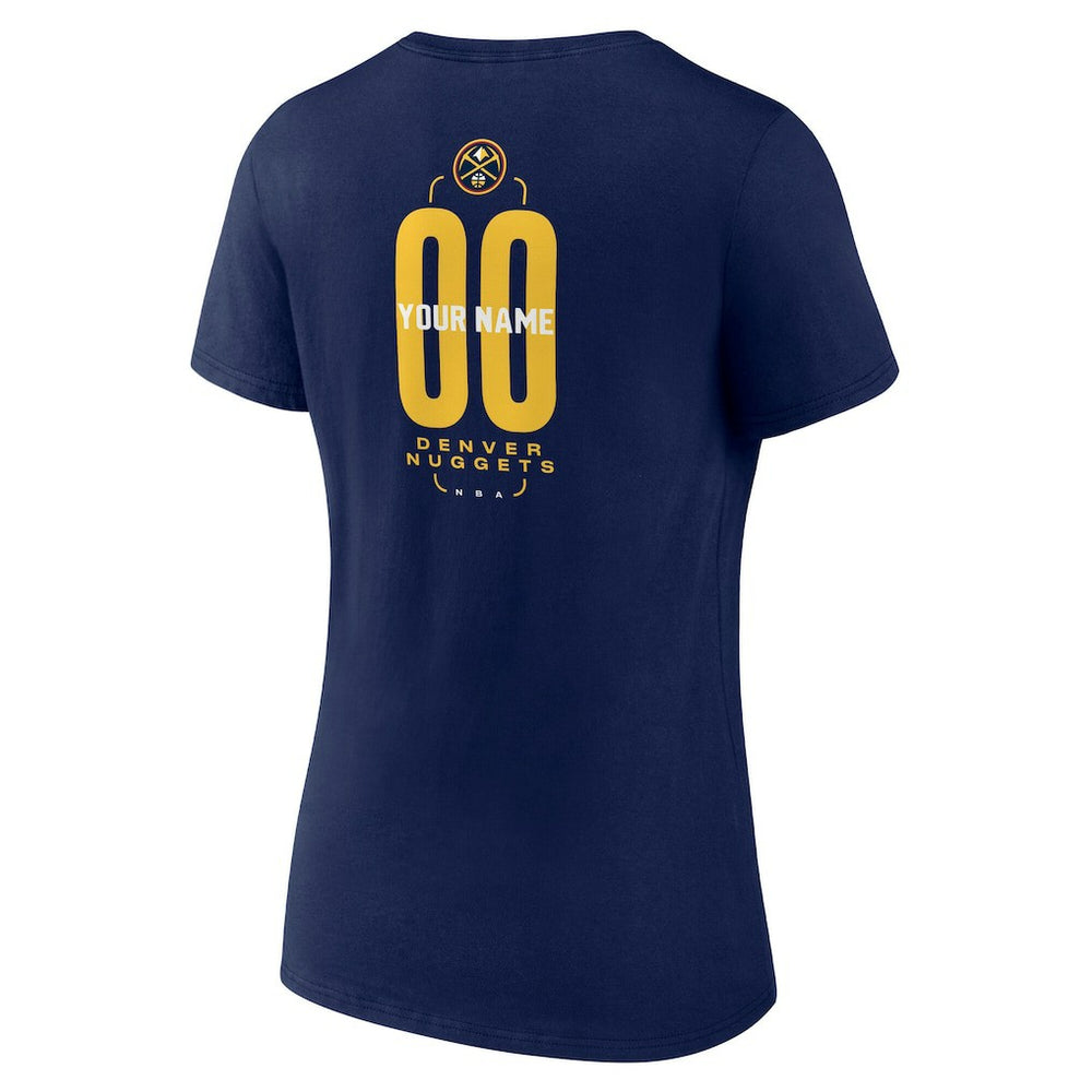 Navy Denver Nuggets Women's Center Court Name & Number Custom V-Neck T-Shirt sale | NBA