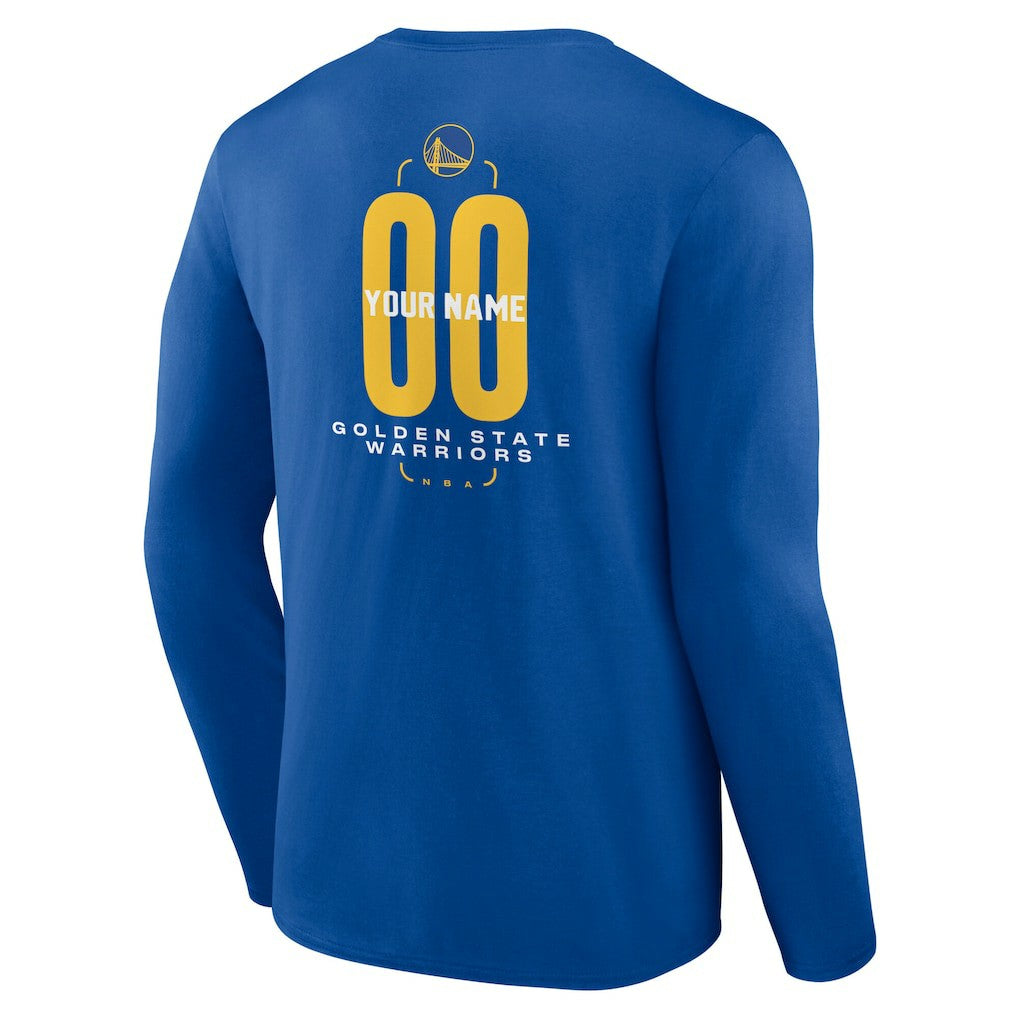 Royal Golden State Warriors Center Court Name & Number Custom Long Sleeve T-Shirt sale | NBA