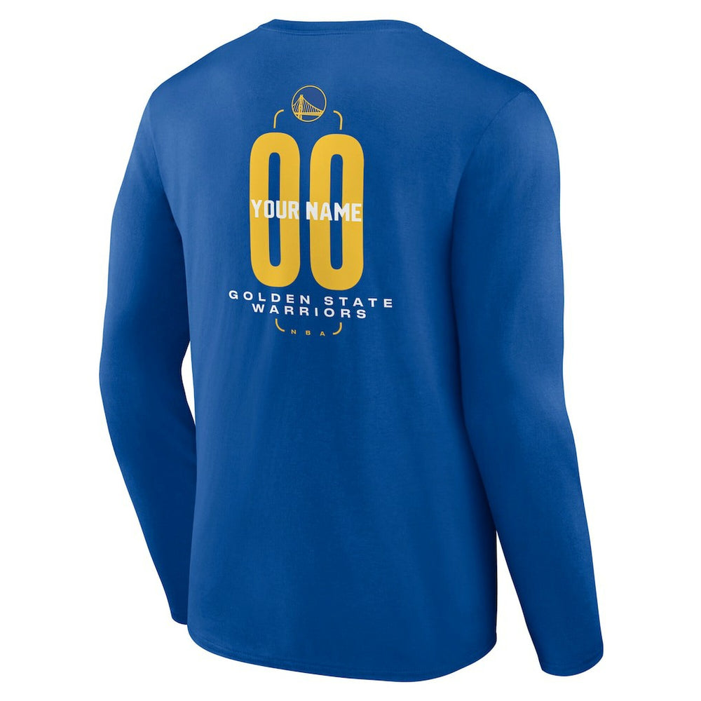 Royal Golden State Warriors Center Court Name & Number Custom Long Sleeve T-Shirt sale | NBA
