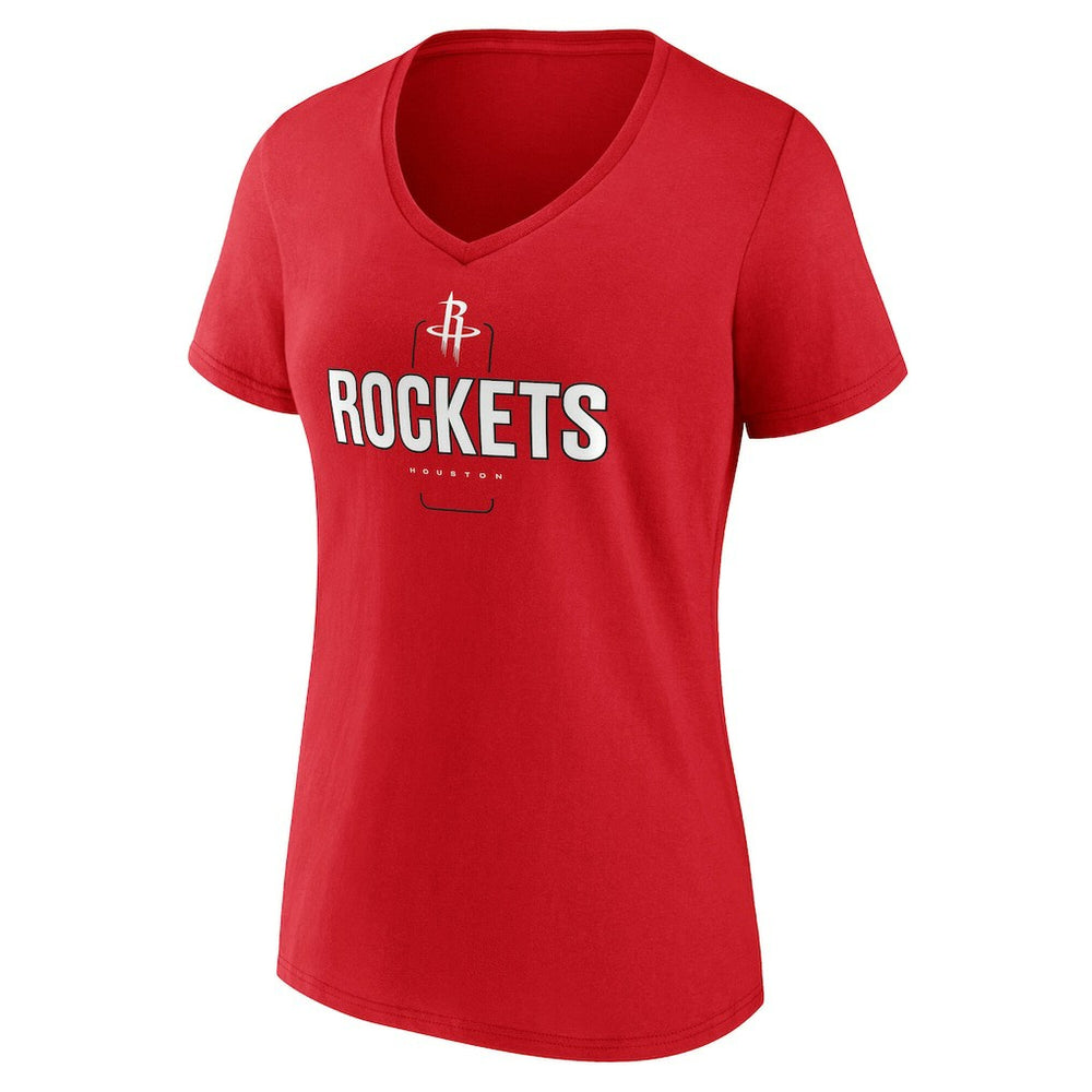 Red Houston Rockets Women's Center Court Name & Number Custom V-Neck T-Shirt | NBA