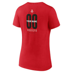 Red Houston Rockets Women's Center Court Name & Number Custom V-Neck T-Shirt | NBA