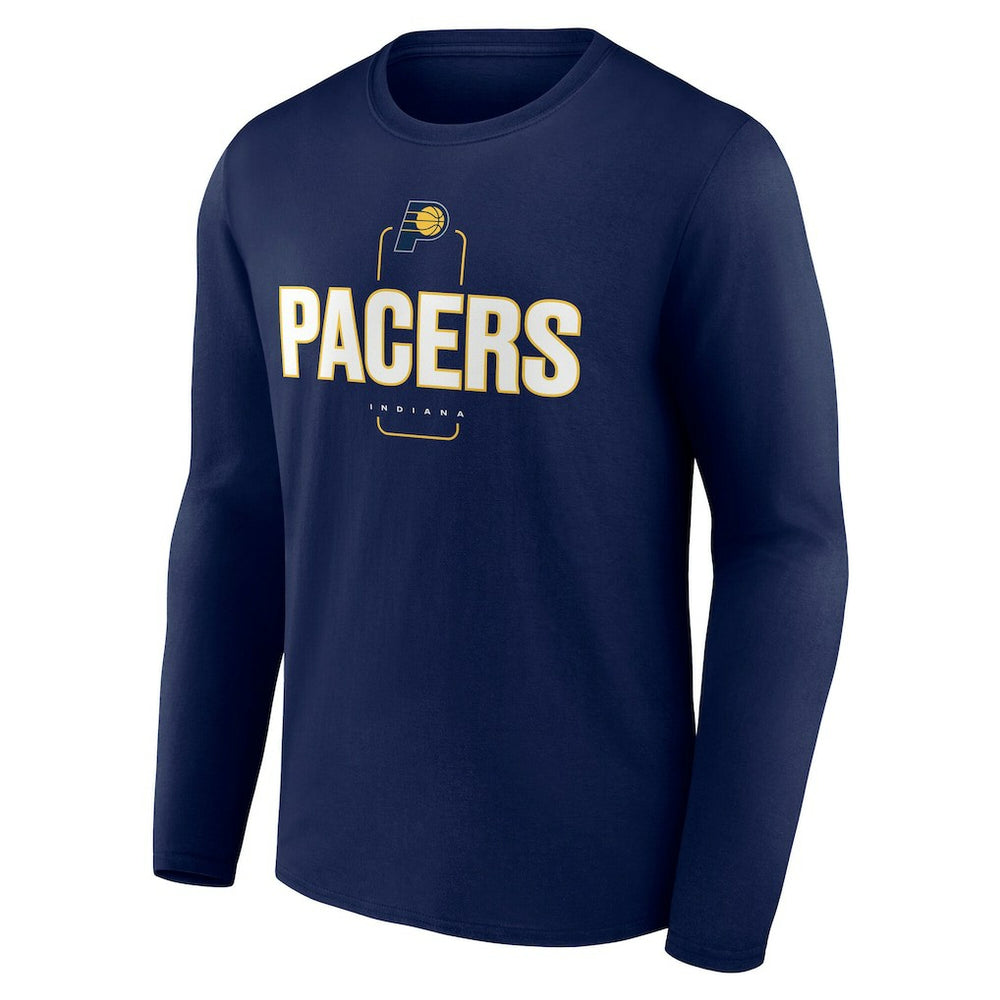Navy Indiana Pacers Center Court Name & Number Custom Long Sleeve T-Shirt | NBA