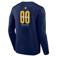 Navy Indiana Pacers Center Court Name & Number Custom Long Sleeve T-Shirt | NBA