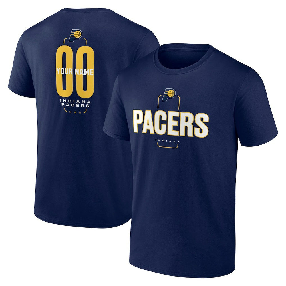 Navy Indiana Pacers Center Court Name & Number Custom T-Shirt | NBA