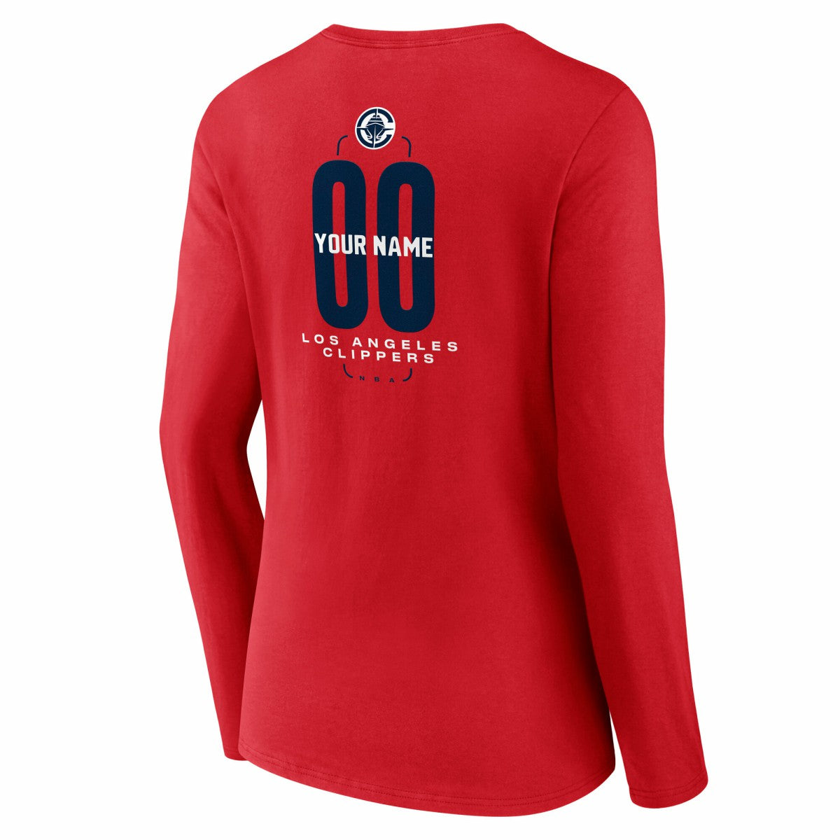 Red LA Clippers Women's Center Court Name & Number Custom Long Sleeve V-Neck T-Shirt | NBA