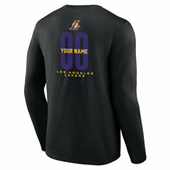 Black Los Angeles Lakers Center Court Name & Number Custom Long Sleeve T-Shirt | NBA
