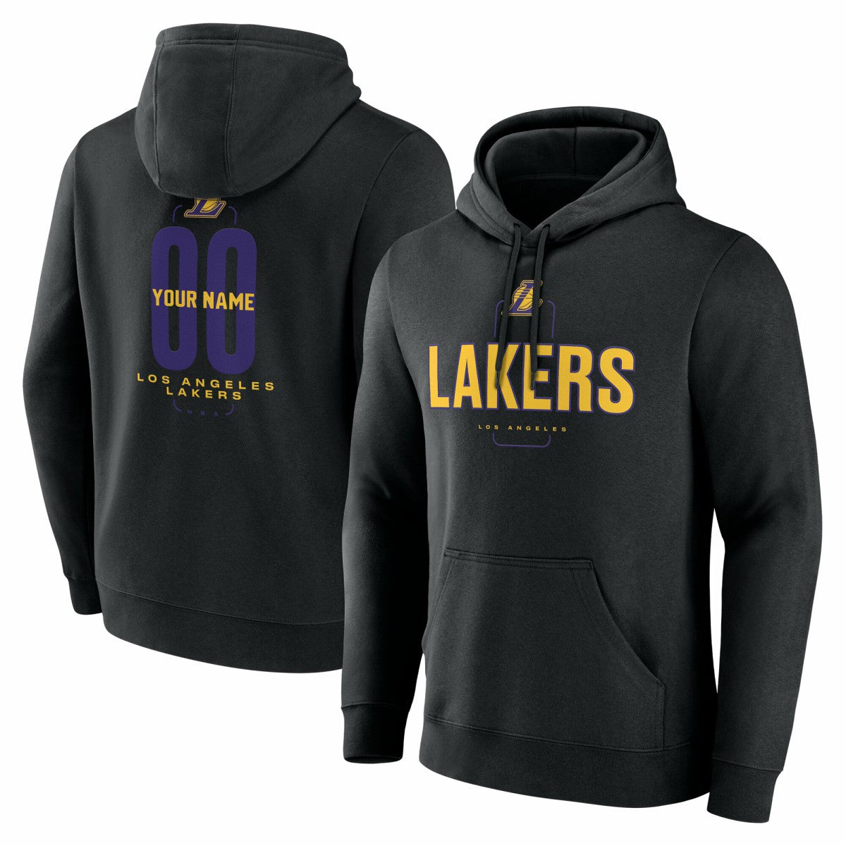 Black Los Angeles Lakers Center Court Name & Number Custom Hoodie | NBA