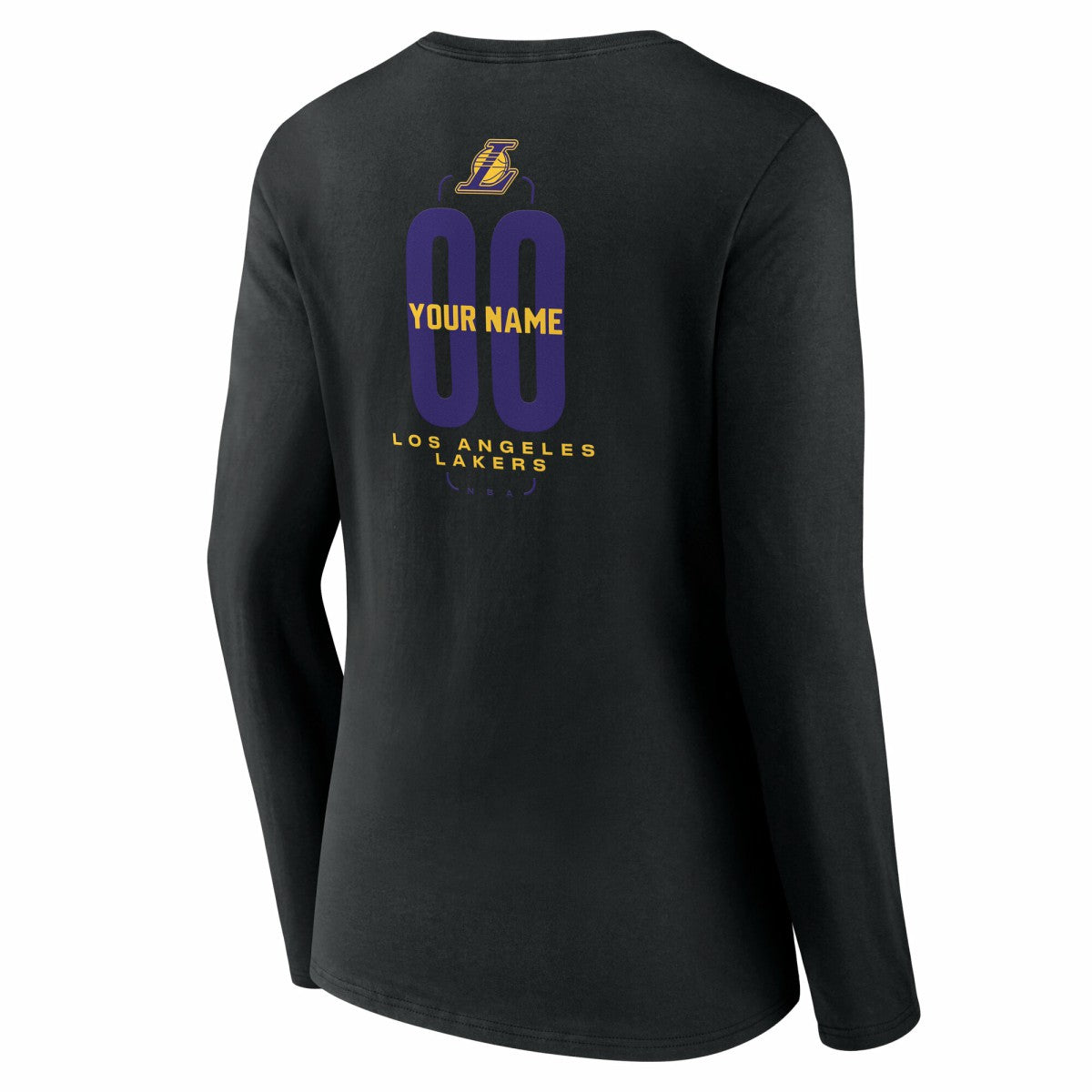 Black Los Angeles Lakers Women's Center Court Name & Number Custom Long Sleeve V-Neck T-Shirt | NBA