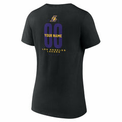 Black Los Angeles Lakers Women's Center Court Name & Number Custom V-Neck T-Shirt | NBA