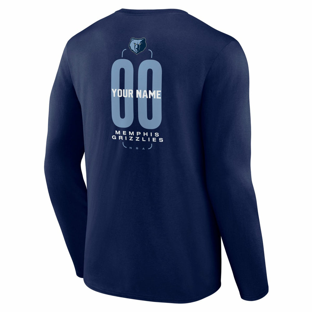 Navy Memphis Grizzlies Center Court Name & Number Custom Long Sleeve T-Shirt | NBA