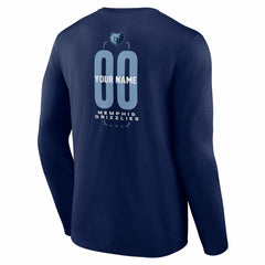 Navy Memphis Grizzlies Center Court Name & Number Custom Long Sleeve T-Shirt | NBA