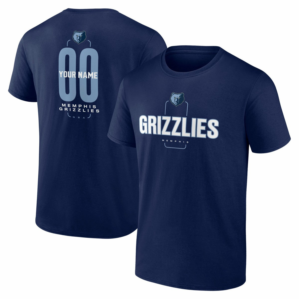 Navy Memphis Grizzlies Center Court Name & Number Custom T-Shirt | NBA
