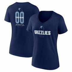 Navy Memphis Grizzlies Women's Center Court Name & Number Custom V-Neck T-Shirt | NBA