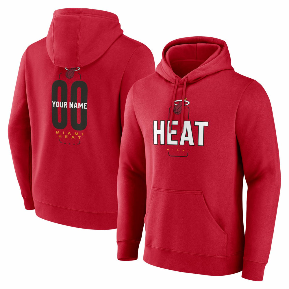 Red Miami Heat Center Court Name & Number Custom Hoodie | NBA