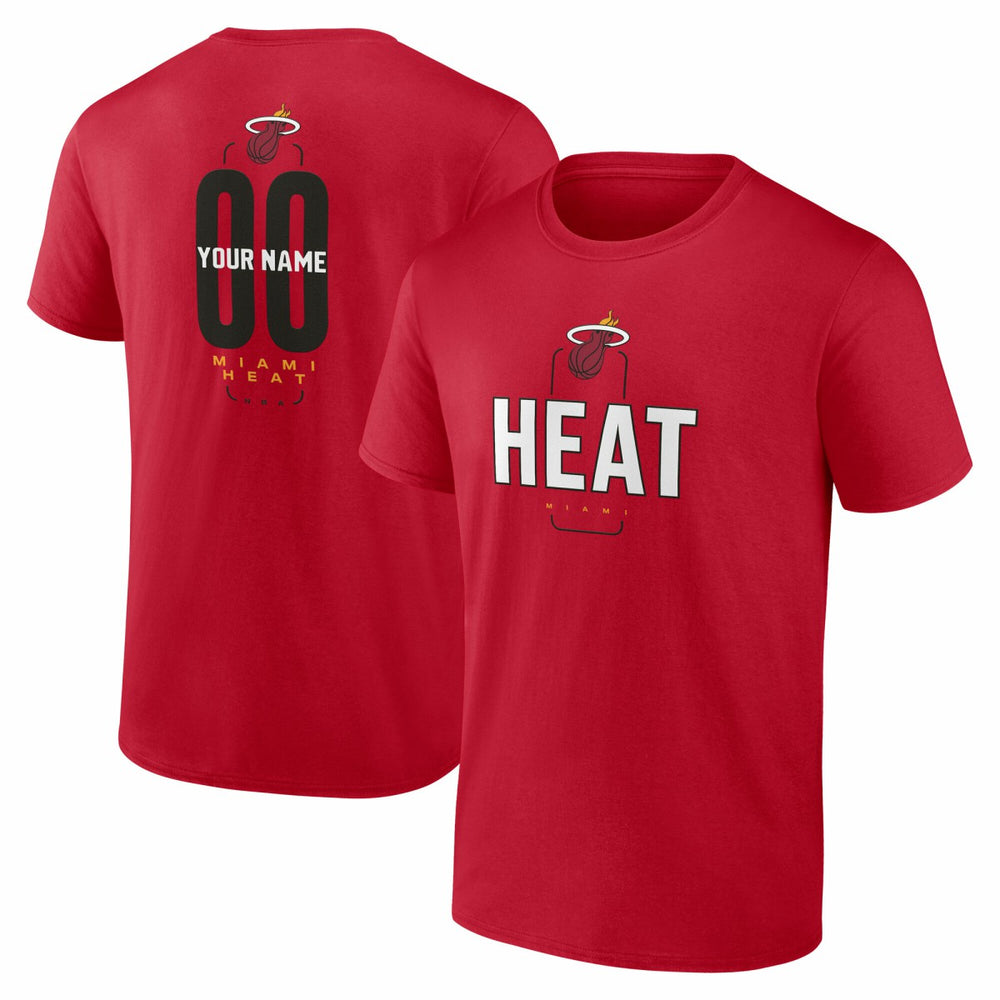 Red Miami Heat Center Court Name & Number Custom T-Shirt | NBA