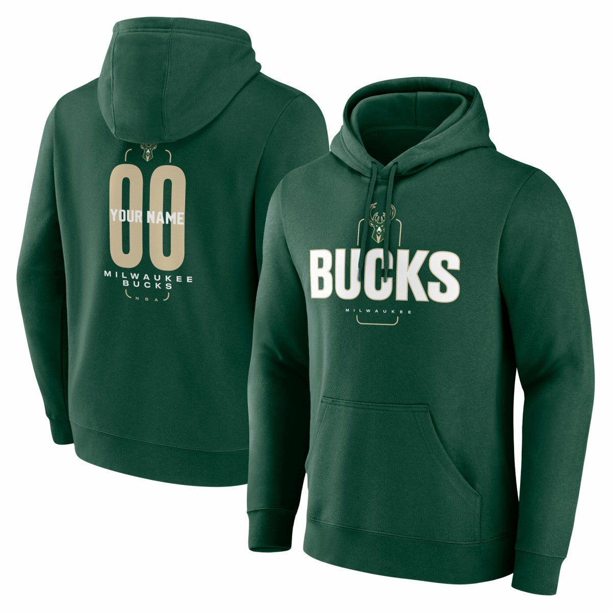 Hunter Green Milwaukee Bucks Center Court Name & Number Custom Hoodie | NBA