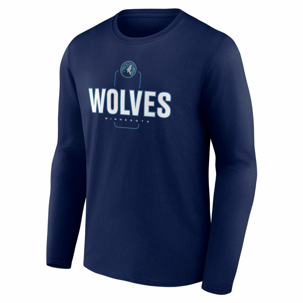 Navy Minnesota Timberwolves Center Court Name & Number Custom Long Sleeve T-Shirt | NBA