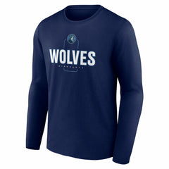 Navy Minnesota Timberwolves Center Court Name & Number Custom Long Sleeve T-Shirt | NBA