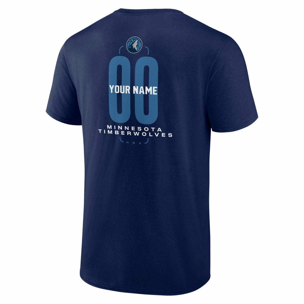 Navy Minnesota Timberwolves Center Court Name & Number Custom T-Shirt | NBA