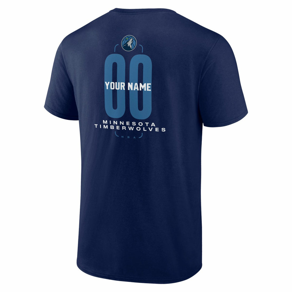 Navy Minnesota Timberwolves Center Court Name & Number Custom T-Shirt | NBA