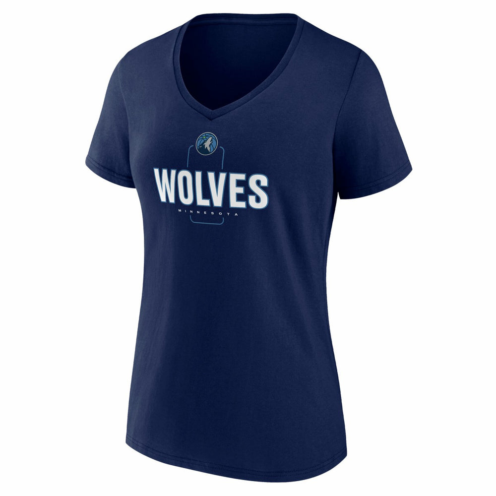 Navy Minnesota Timberwolves Women's Center Court Name & Number Custom V-Neck T-Shirt | NBA