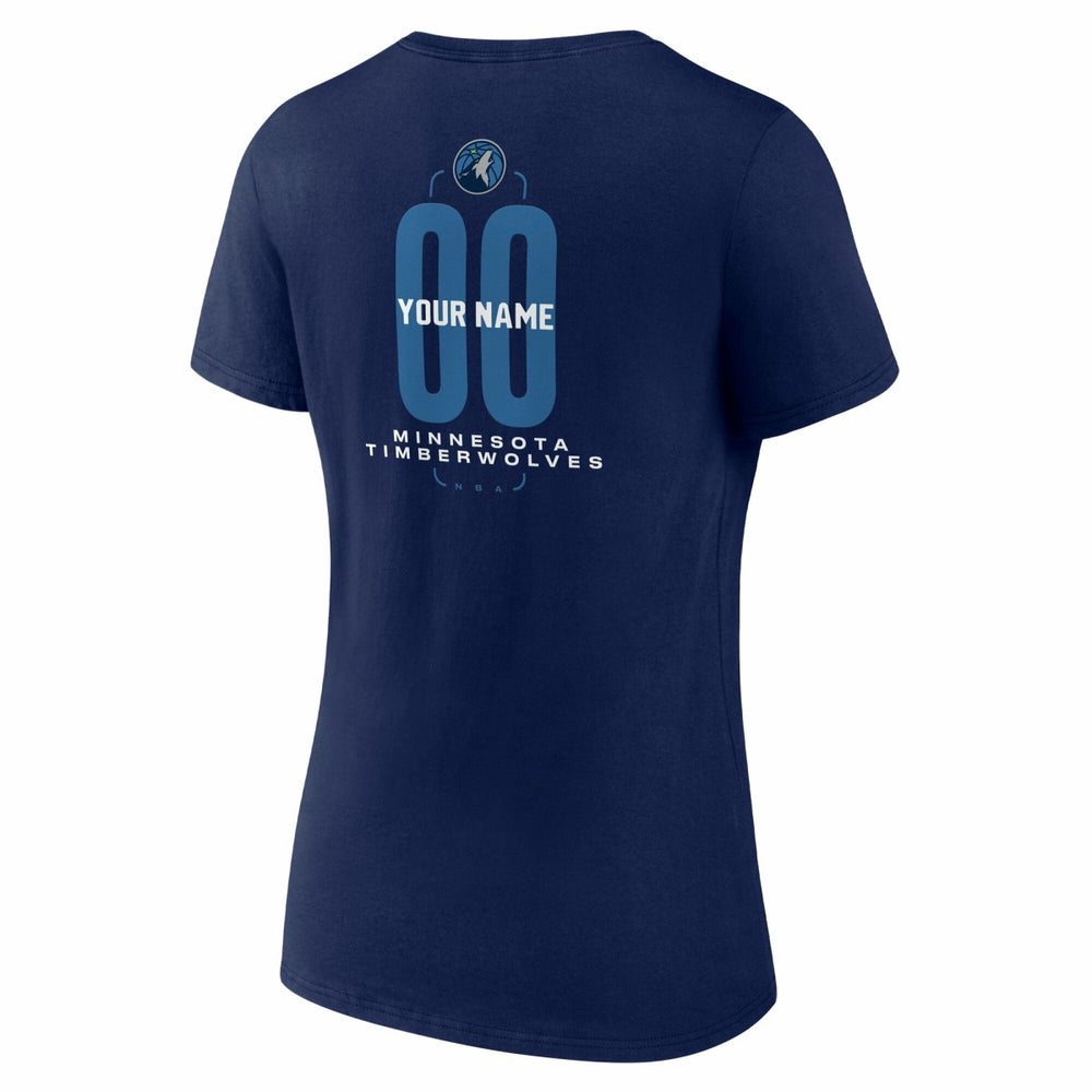 Navy Minnesota Timberwolves Women's Center Court Name & Number Custom V-Neck T-Shirt | NBA