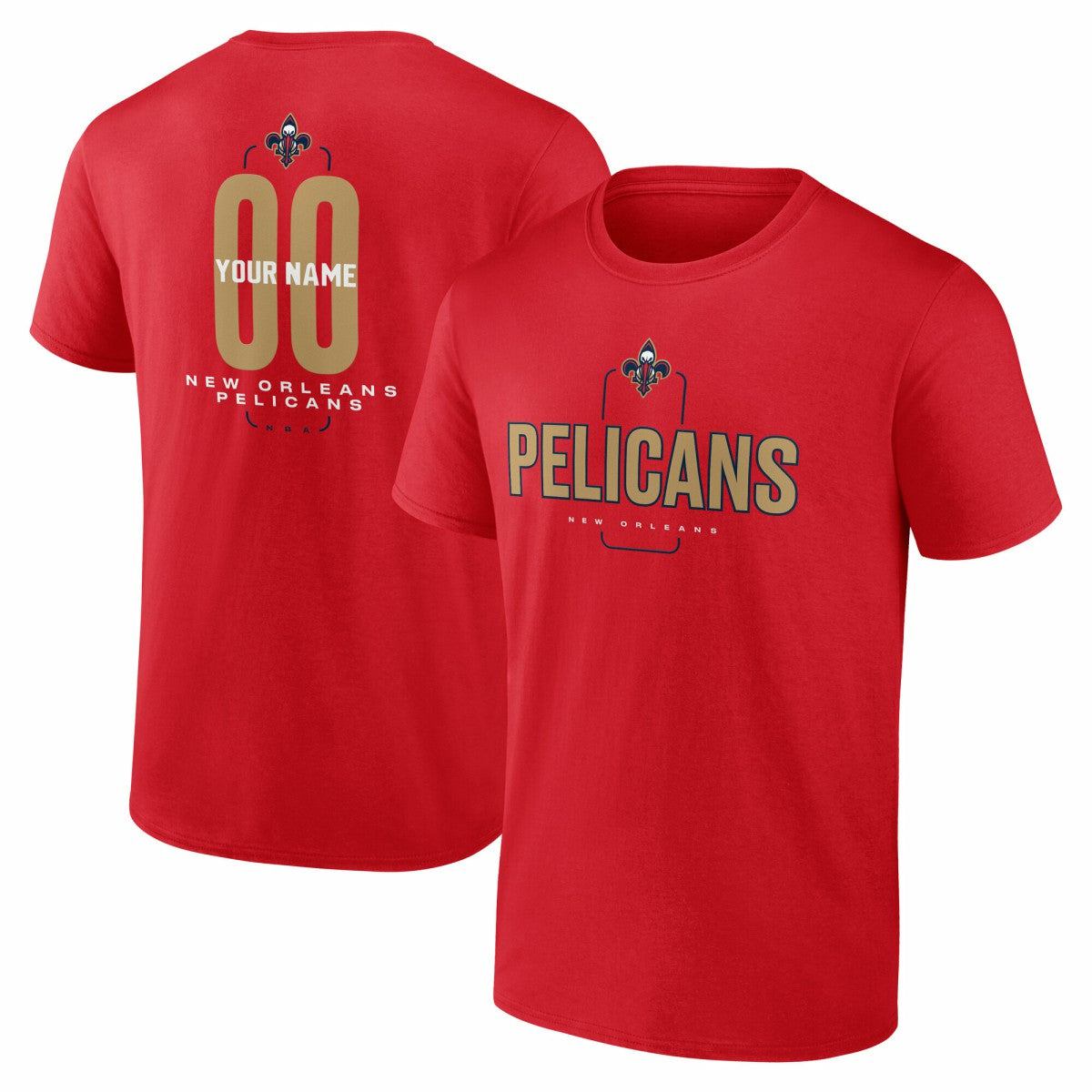 Red New Orleans Pelicans Center Court Name & Number Custom T-Shirt | NBA