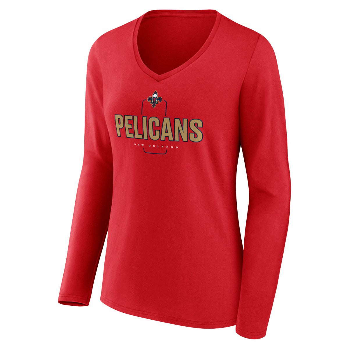 Red New Orleans Pelicans Women's Center Court Name & Number Custom Long Sleeve V-Neck T-Shirt | NBA