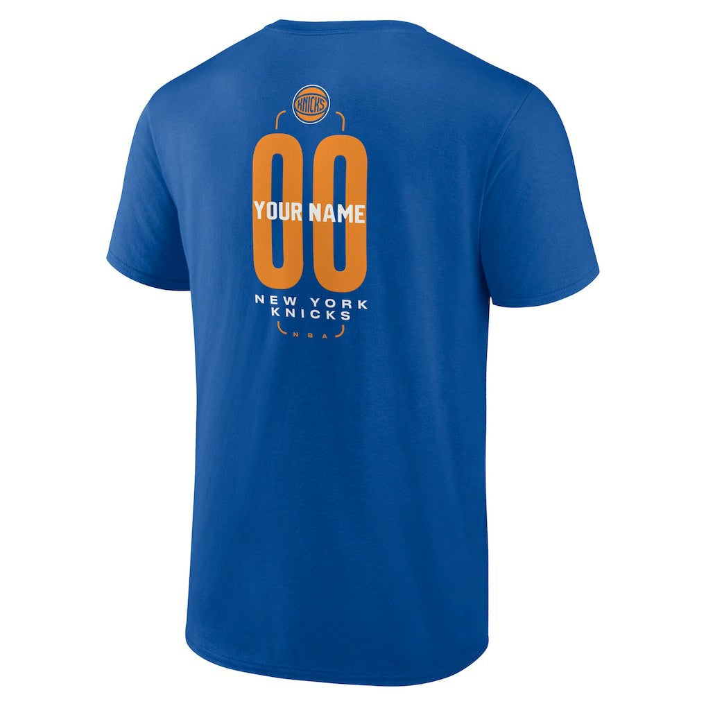Blue New York Knicks Center Court Name & Number Custom T-Shirt | NBA