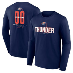 Navy Oklahoma City Thunder Center Court Name & Number Custom Long Sleeve T-Shirt | NBA