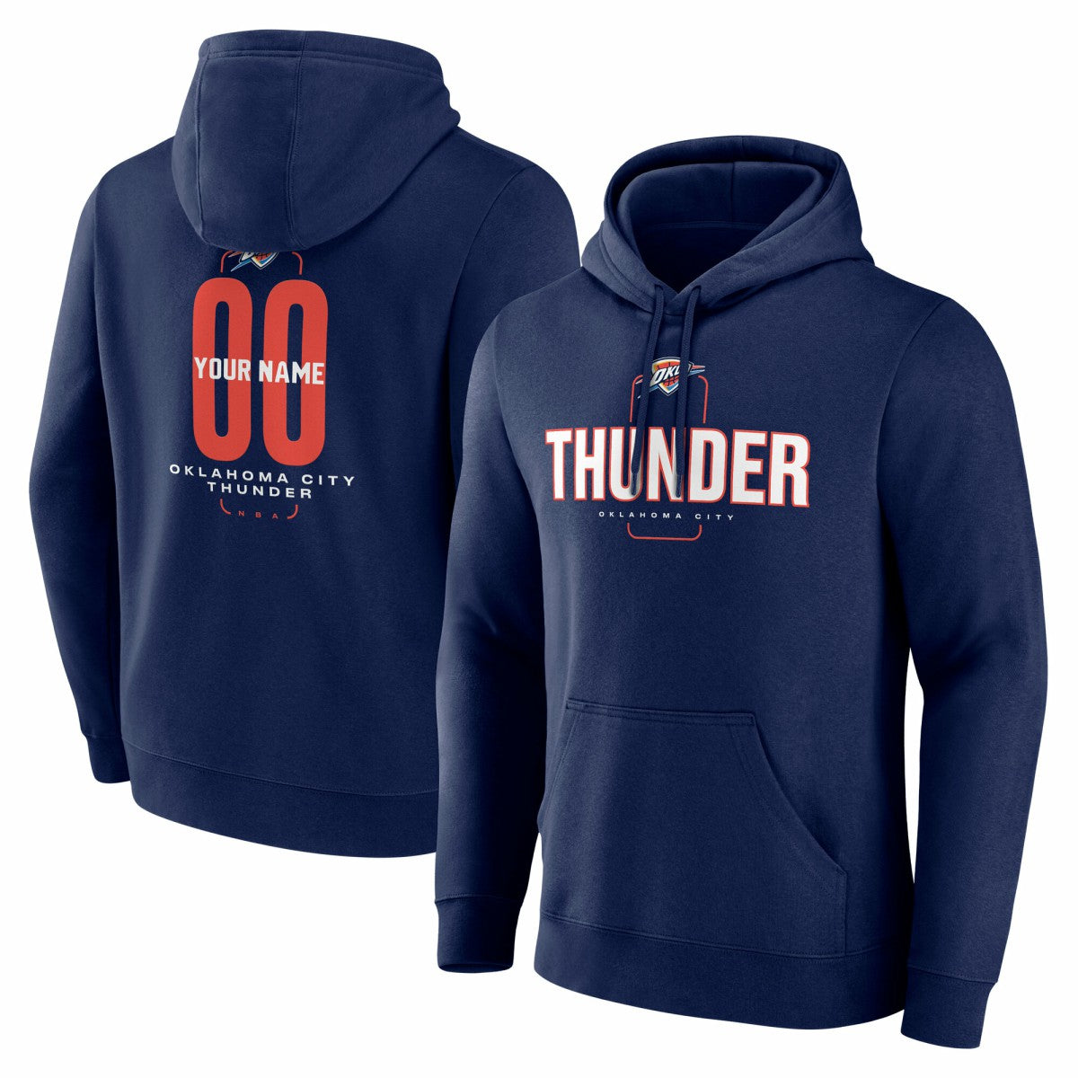Navy Oklahoma City Thunder Center Court Name & Number Custom Hoodie | NBA