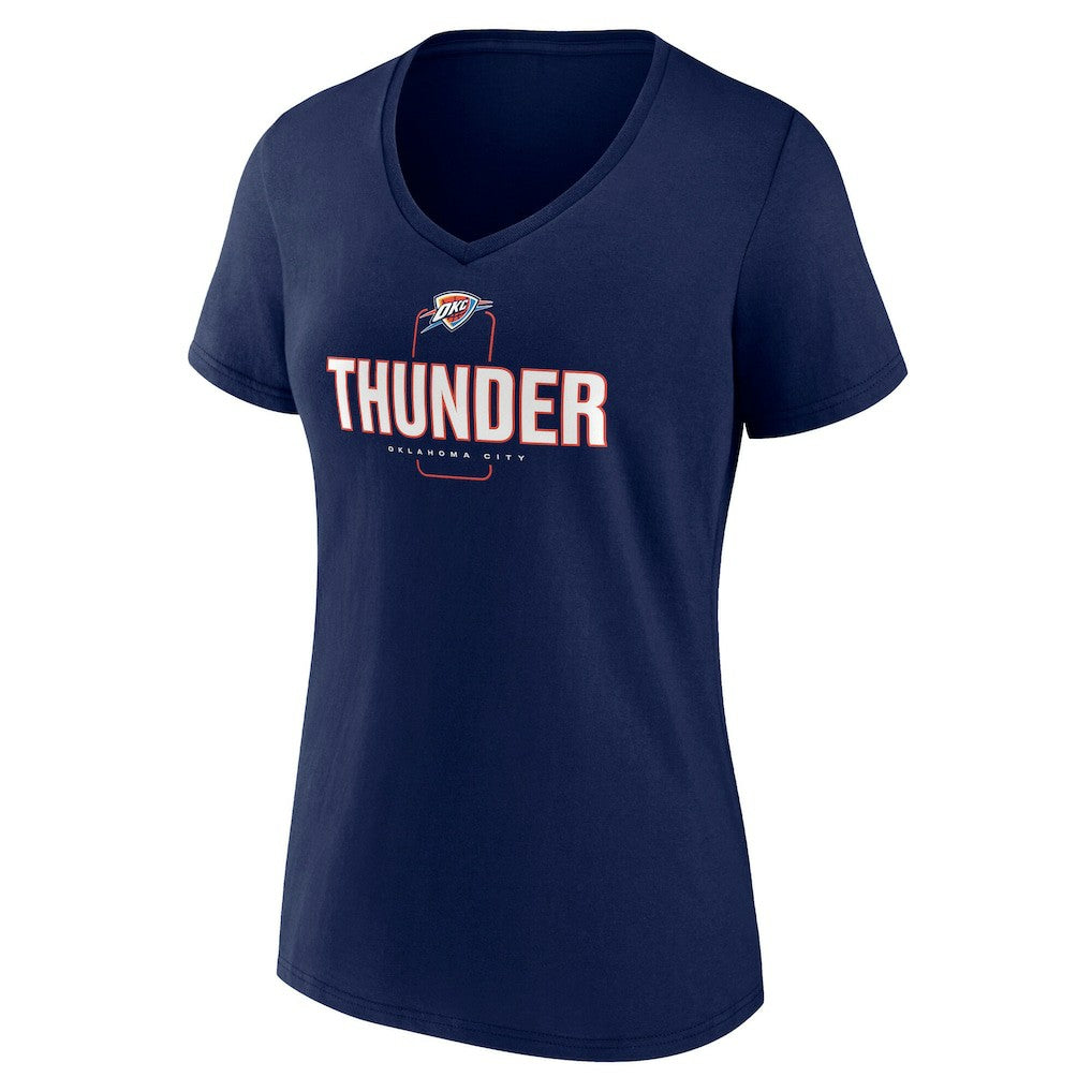 Navy Oklahoma City Thunder Women's Center Court Name & Number Custom V-Neck T-Shirt | NBA
