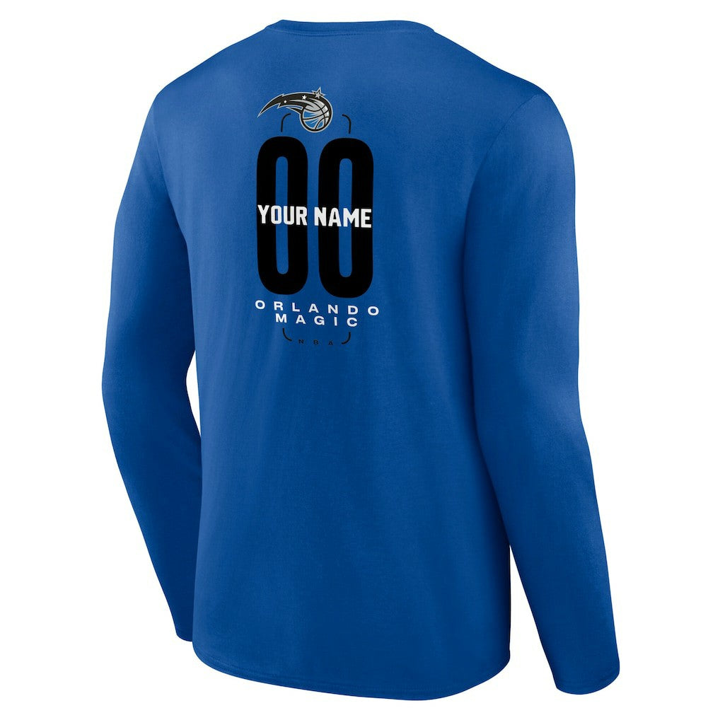 Blue Orlando Magic Center Court Name & Number Custom Long Sleeve T-Shirt | NBA