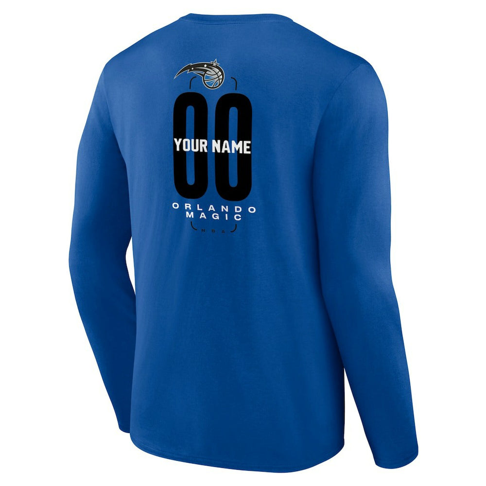 Blue Orlando Magic Center Court Name & Number Custom Long Sleeve T-Shirt | NBA