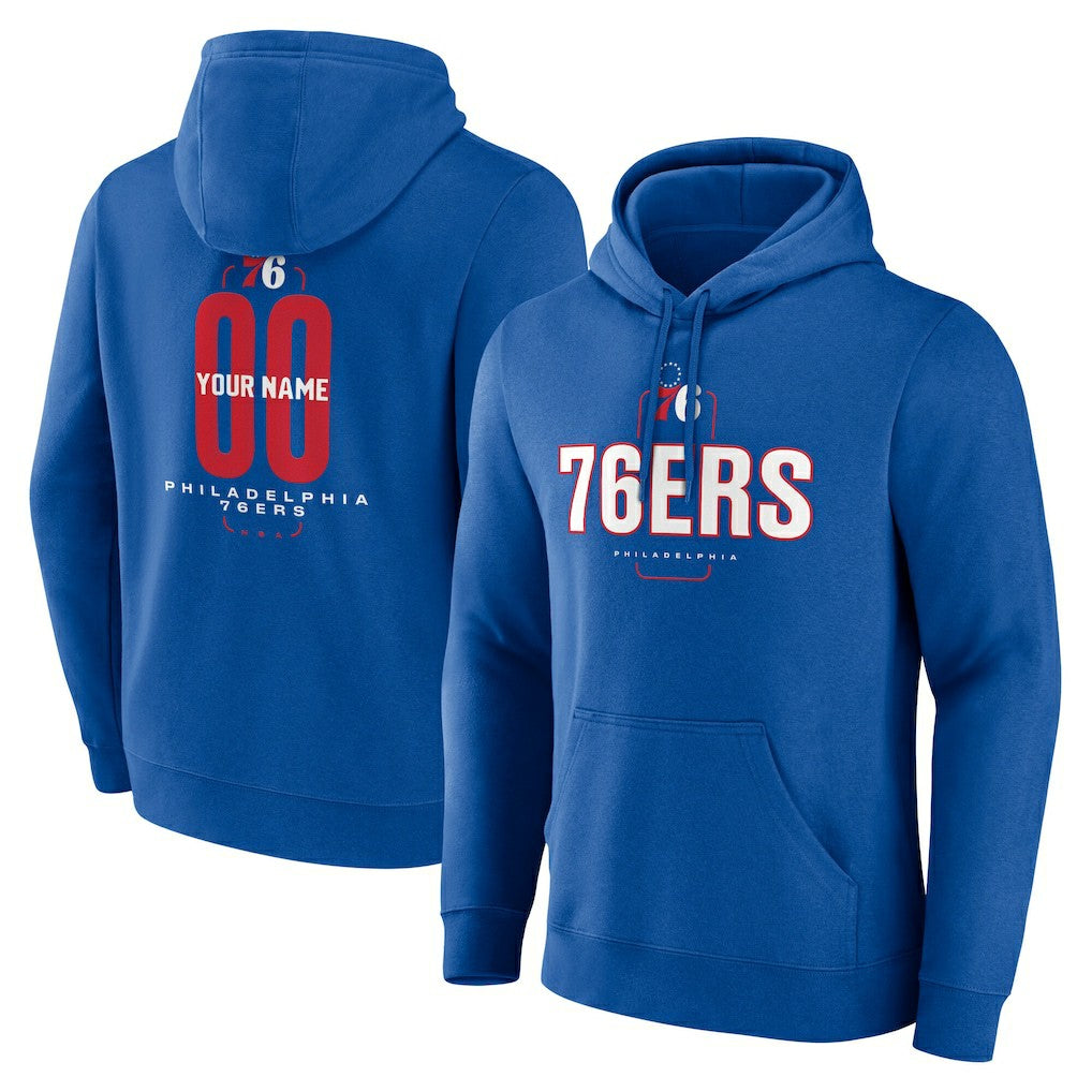 Royal Philadelphia 76ers Center Court Name & Number Custom Hoodie | NBA