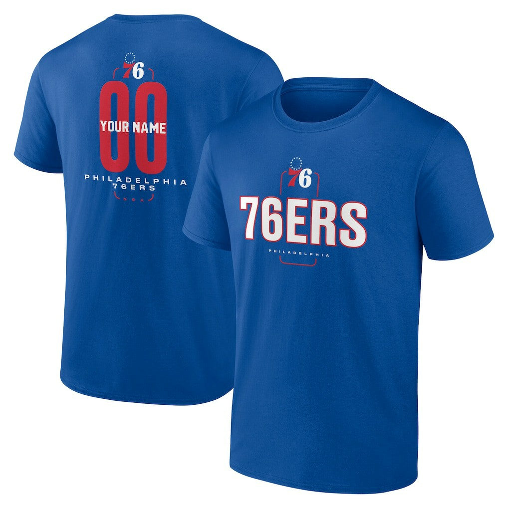 Royal Philadelphia 76ers Center Court Name & Number Custom T-Shirt | NBA