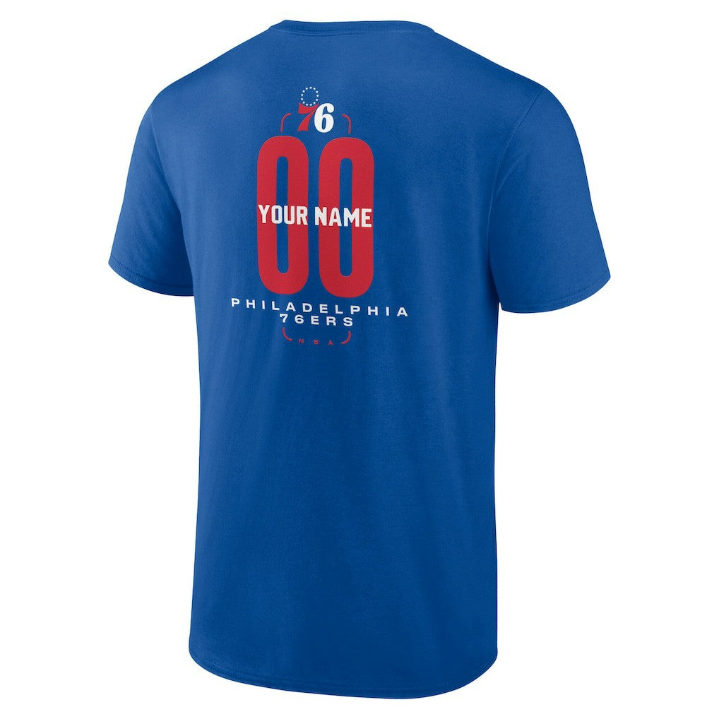 Royal Philadelphia 76ers Center Court Name & Number Custom T-Shirt | NBA