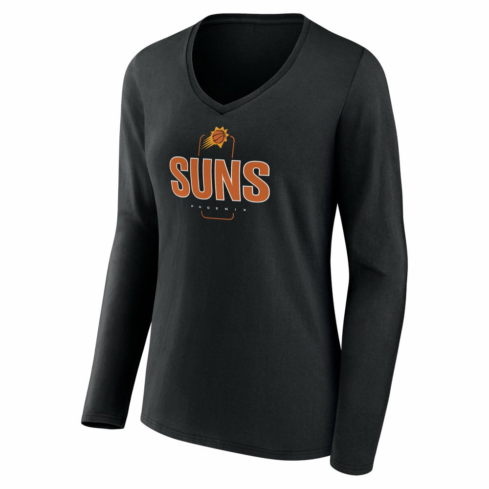 Black Phoenix Suns Women's Center Court Name & Number Custom Long Sleeve V-Neck T-Shirt | NBA