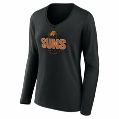 Black Phoenix Suns Women's Center Court Name & Number Custom Long Sleeve V-Neck T-Shirt | NBA