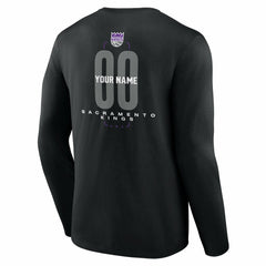 Black Sacramento Kings Center Court Name & Number Custom Long Sleeve T-Shirt | NBA