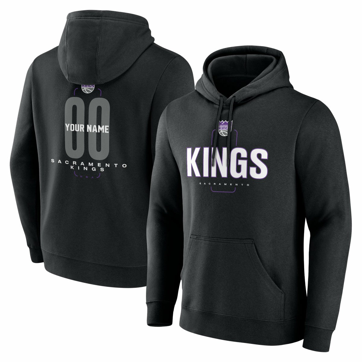 Black Sacramento Kings Center Court Name & Number Custom Hoodie | NBA