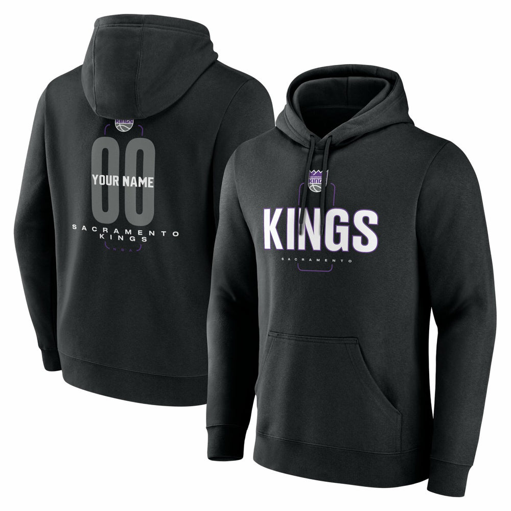 Black Sacramento Kings Center Court Name & Number Custom Hoodie | NBA