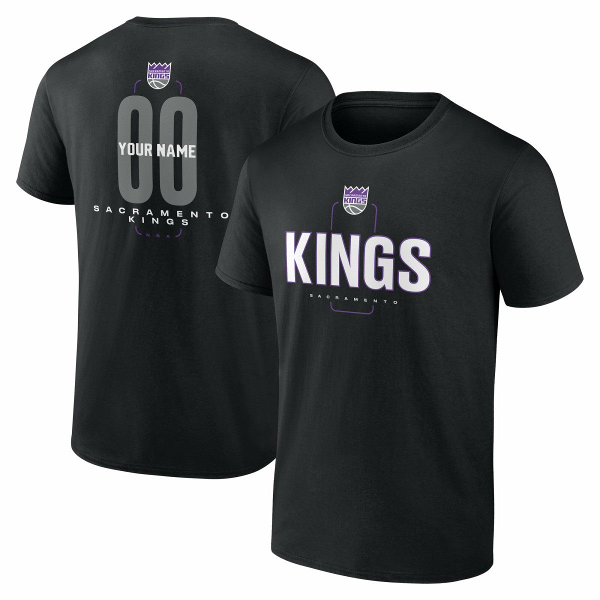 Black Sacramento Kings Center Court Name & Number Custom T-Shirt | NBA