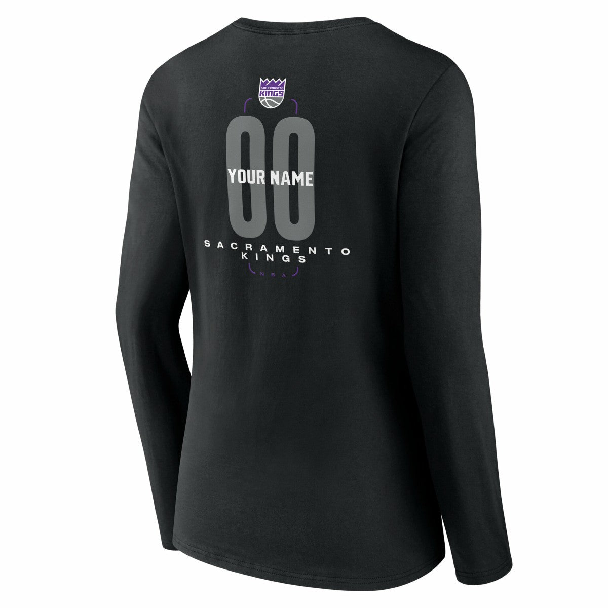 Black Sacramento Kings Women's Center Court Name & Number Custom Long Sleeve V-Neck T-Shirt | NBA