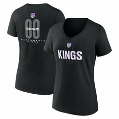 Black Sacramento Kings Women's Center Court Name & Number Custom V-Neck T-Shirt | NBA